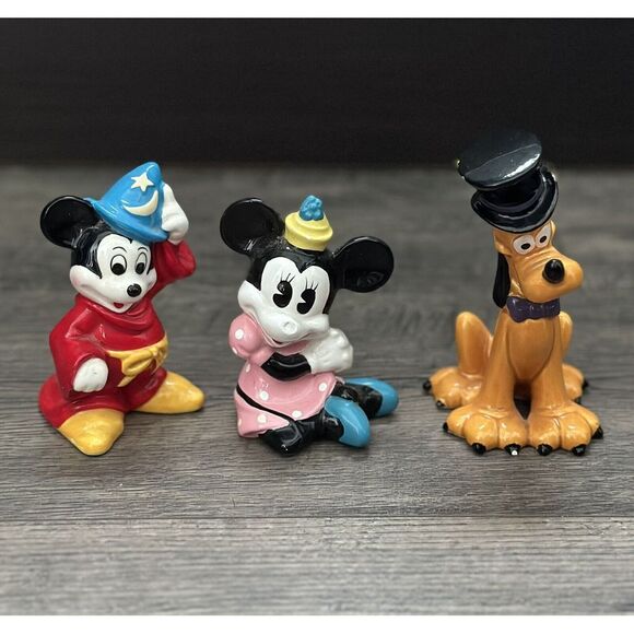 Disney Other - Vintage -‎ Ceramic Fantasia Minnie Mouse Pluto Top Hat Figurine